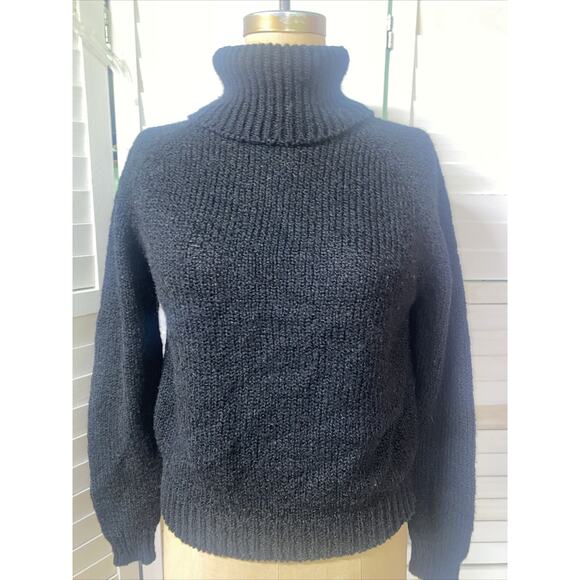 Plaza II Bloomingdale’s Vintage Black Acrylic Sweater Women’s Pullover Sz Large - Picture 1 of 6